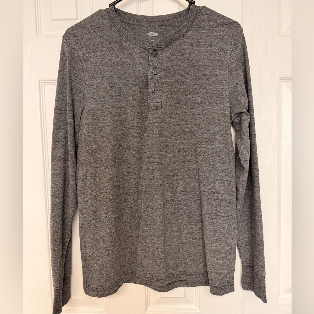 Old Navy Men's Long Sleeve Heather Gray Henley Small